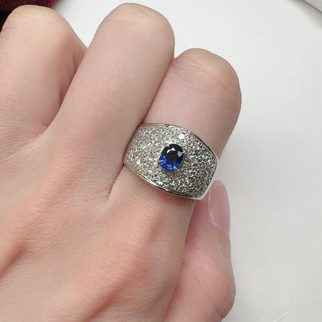 【美品】PT900 サファイア 0.34ct リング