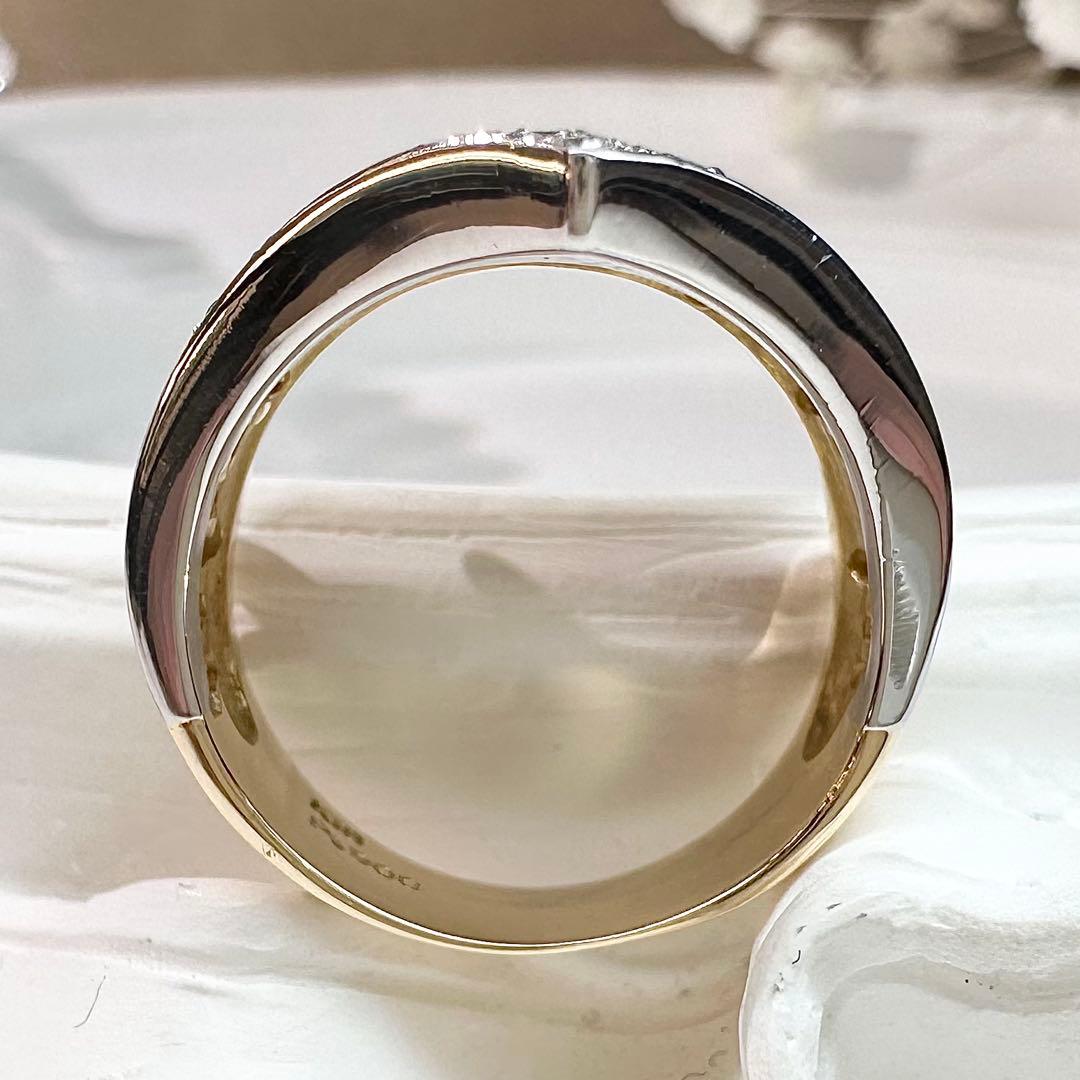 【美品】K18/PT900 ダイヤモンド 0.15ct リング