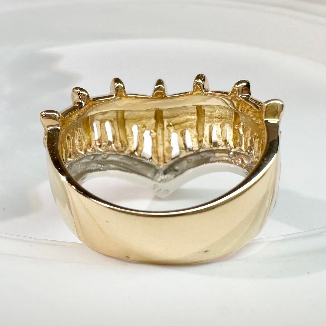 【美品】K18/PT900 ダイヤモンド 0.15ct リング