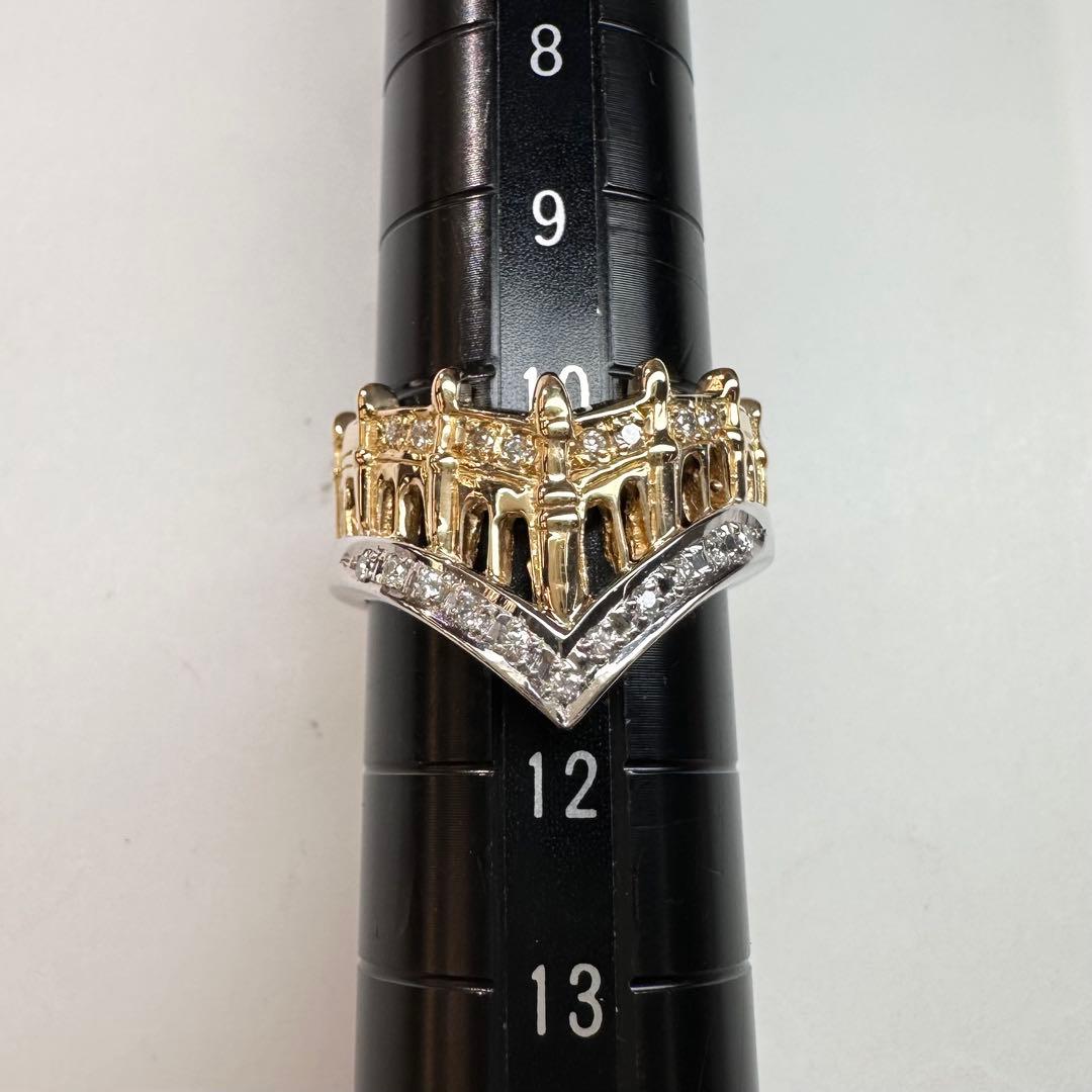 【美品】K18/PT900 ダイヤモンド 0.15ct リング