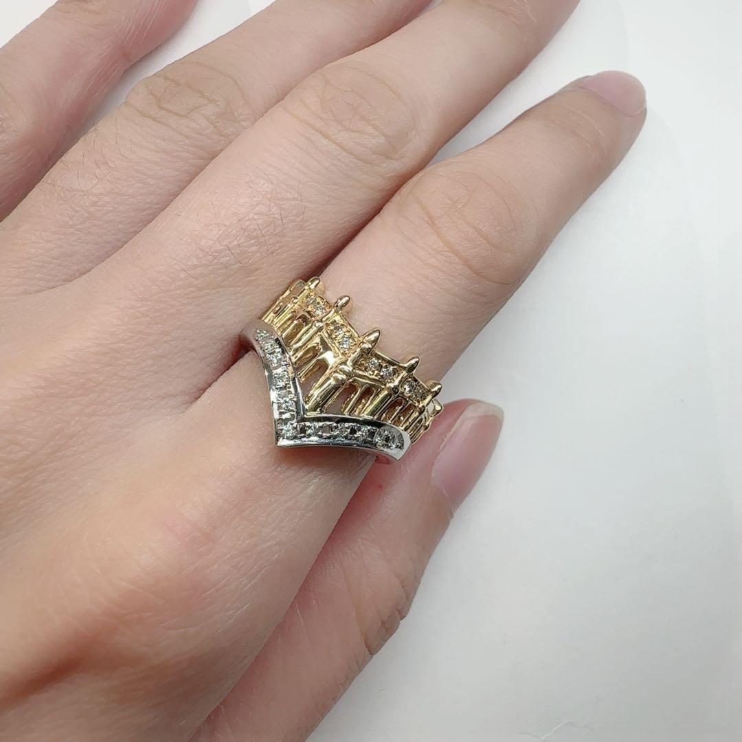 【美品】K18/PT900 ダイヤモンド 0.15ct リング