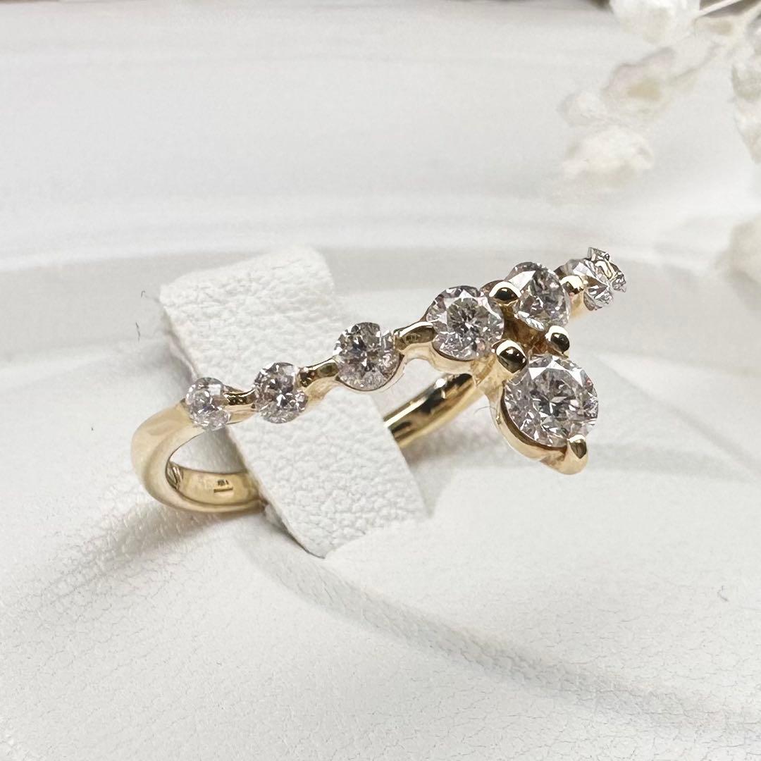 【K18】ダイヤモンド 0.50ct 一粒下がり デザイン ゴールド リング