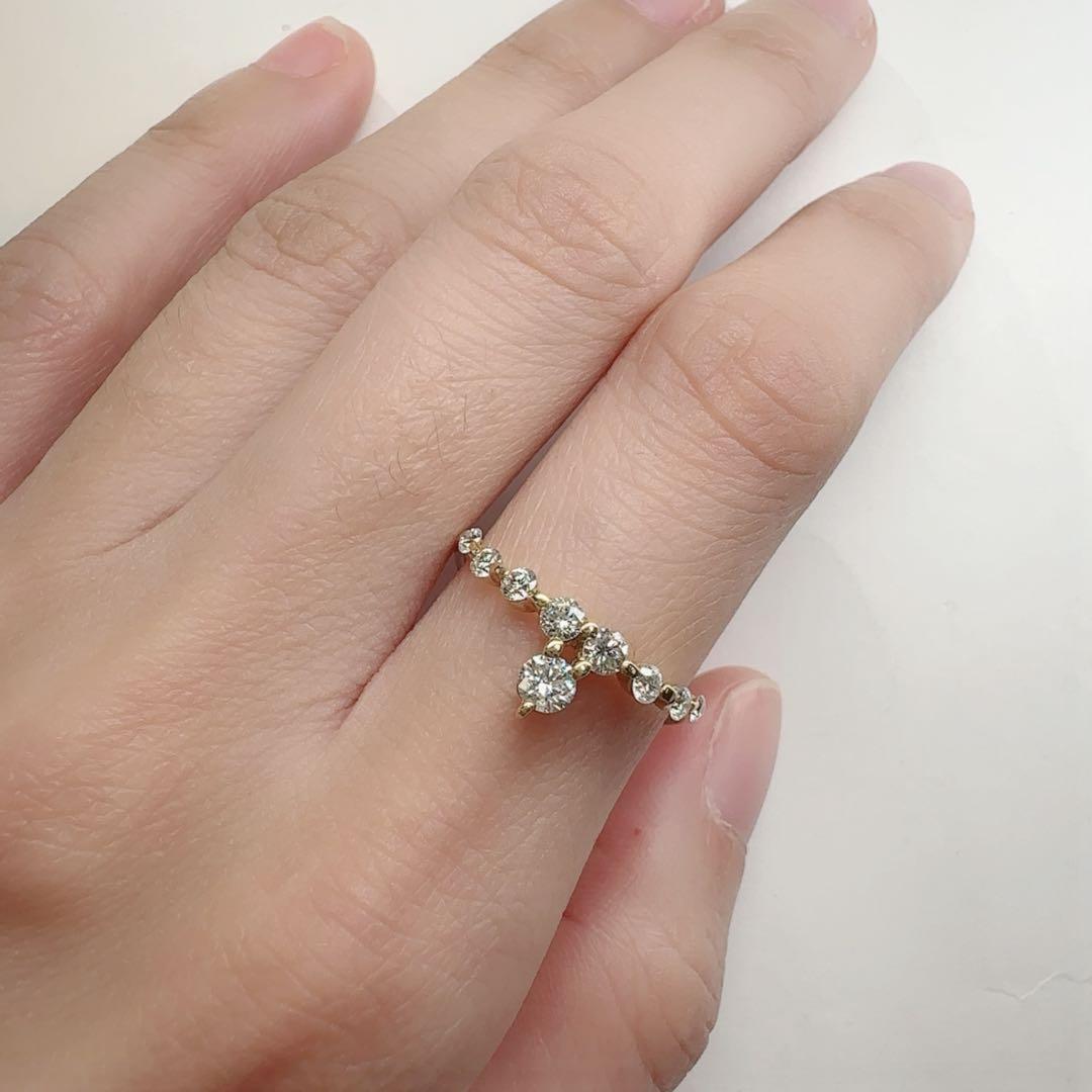 【K18】ダイヤモンド 0.50ct 一粒下がり デザイン ゴールド リング