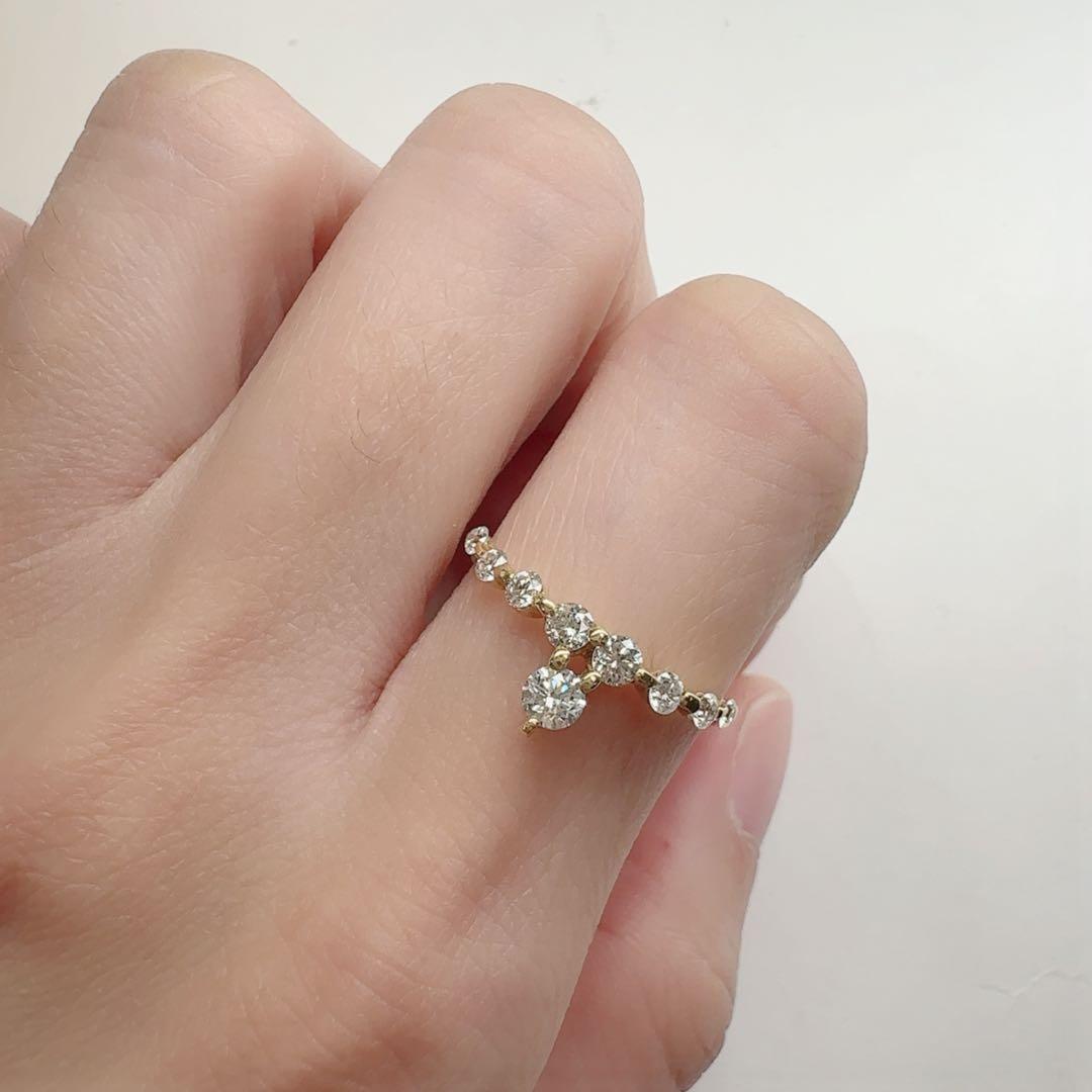 【K18】ダイヤモンド 0.50ct 一粒下がり デザイン ゴールド リング
