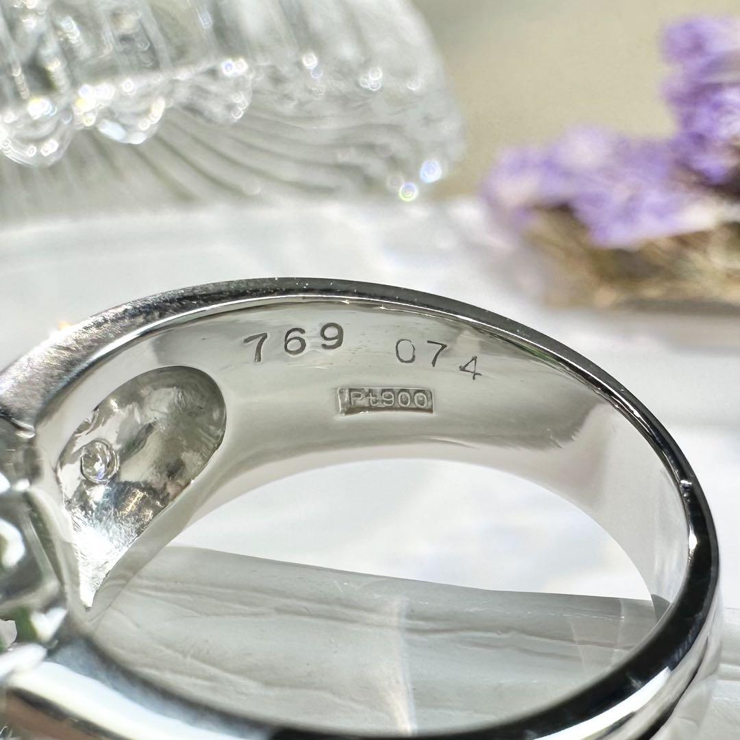 【美品】PT900 グリーントルマリン 7.69ctリング ダイヤ巻き