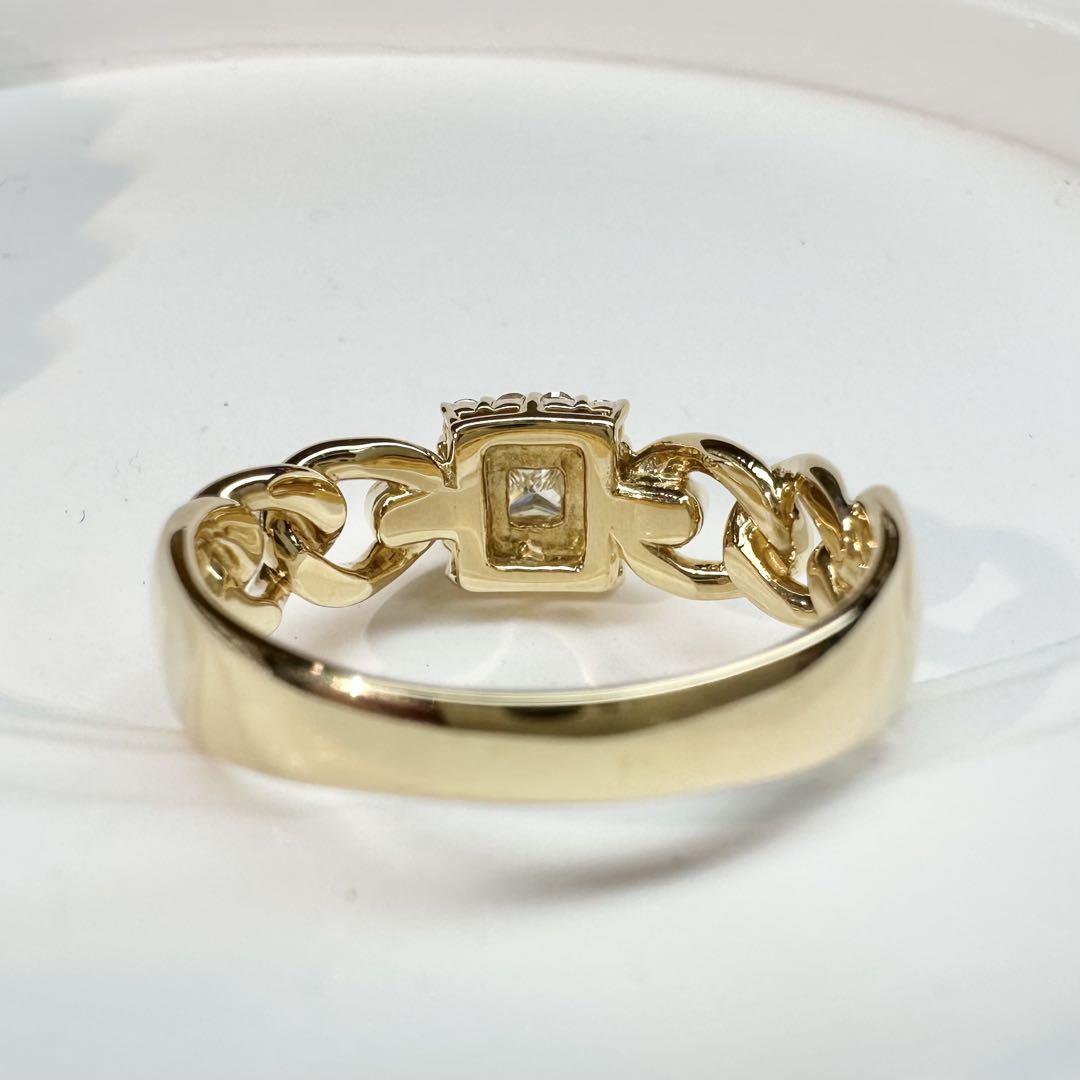 【K18】ダイヤモンド 0.30ct/0.13ct ゴールド チェン　リング