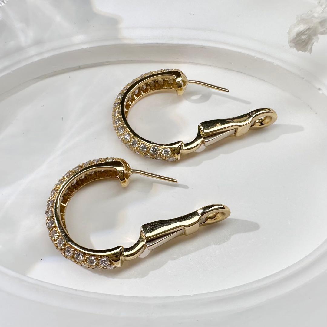 【K18】ダイヤモンド 2.0ct フープピアス 豪華デザイン