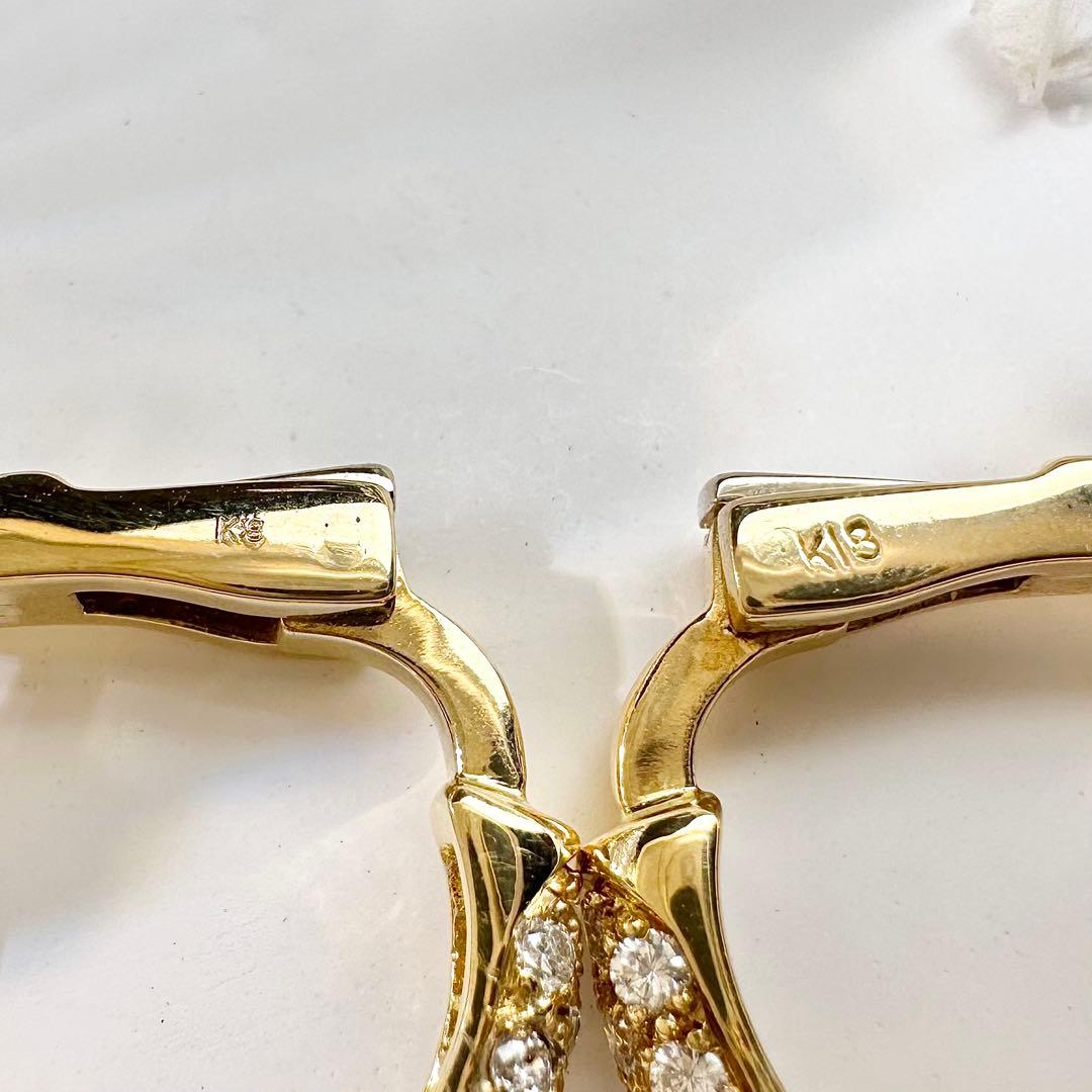 【K18】ダイヤモンド 2.0ct フープピアス 豪華デザイン