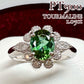 PT900 グリーントルマリン 1.05ct ダイヤモンド リング 花