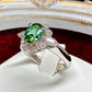PT900 グリーントルマリン 1.05ct ダイヤモンド リング 花