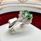 PT900 グリーントルマリン 1.05ct ダイヤモンド リング 花