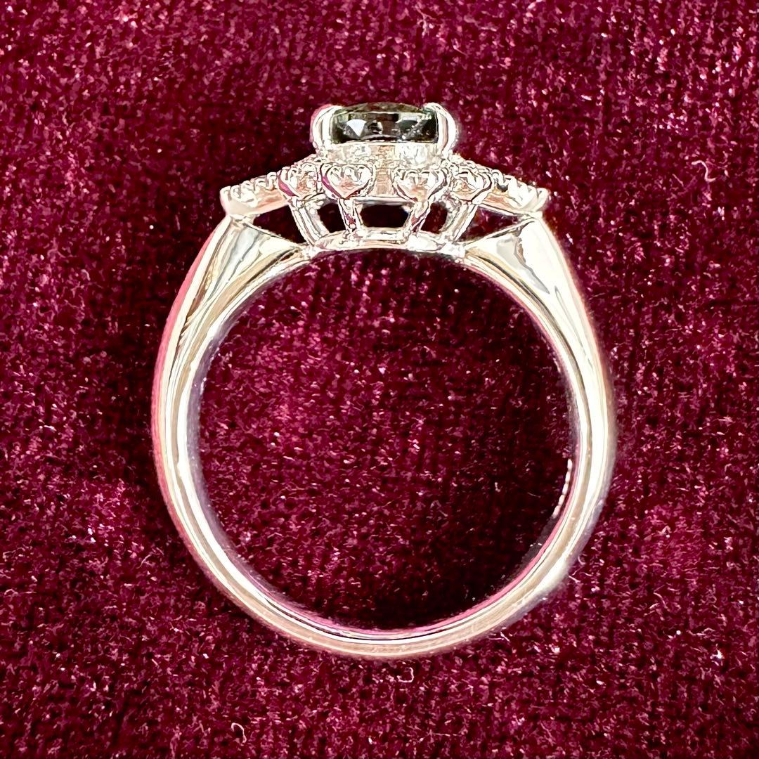 PT900 グリーントルマリン 1.05ct ダイヤモンド リング 花