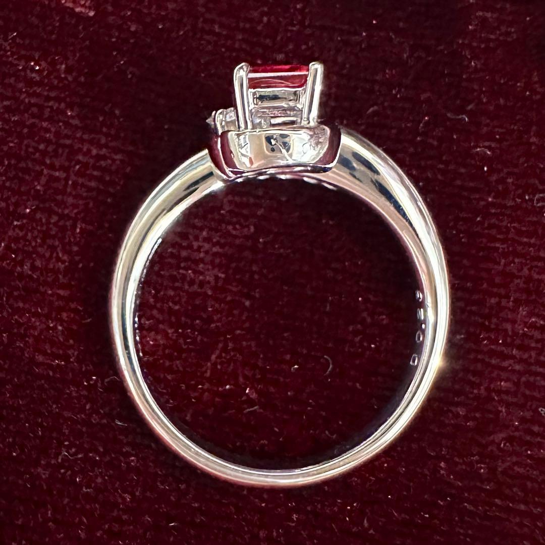 PT900 ルビー ダイヤリング0.34ct スクエアカット レディース 日本製