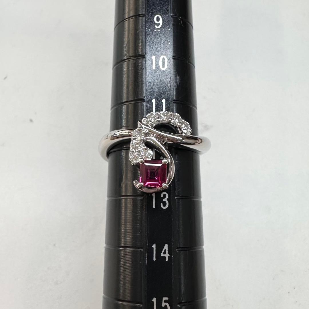PT900 ルビー ダイヤリング0.34ct スクエアカット レディース 日本製