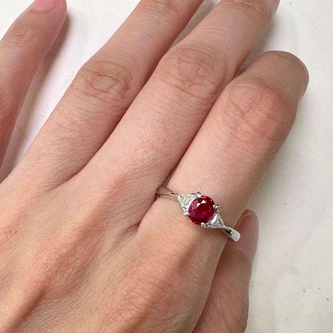 PT900 ルビー0.70ct ダイヤモンドリング