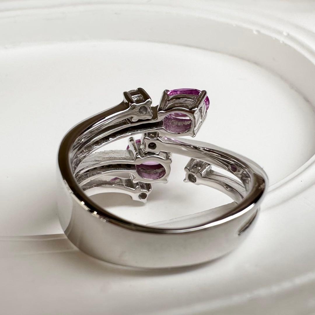 【K18】ピンクサファイア 1.14ct ダイヤ デザイン リング