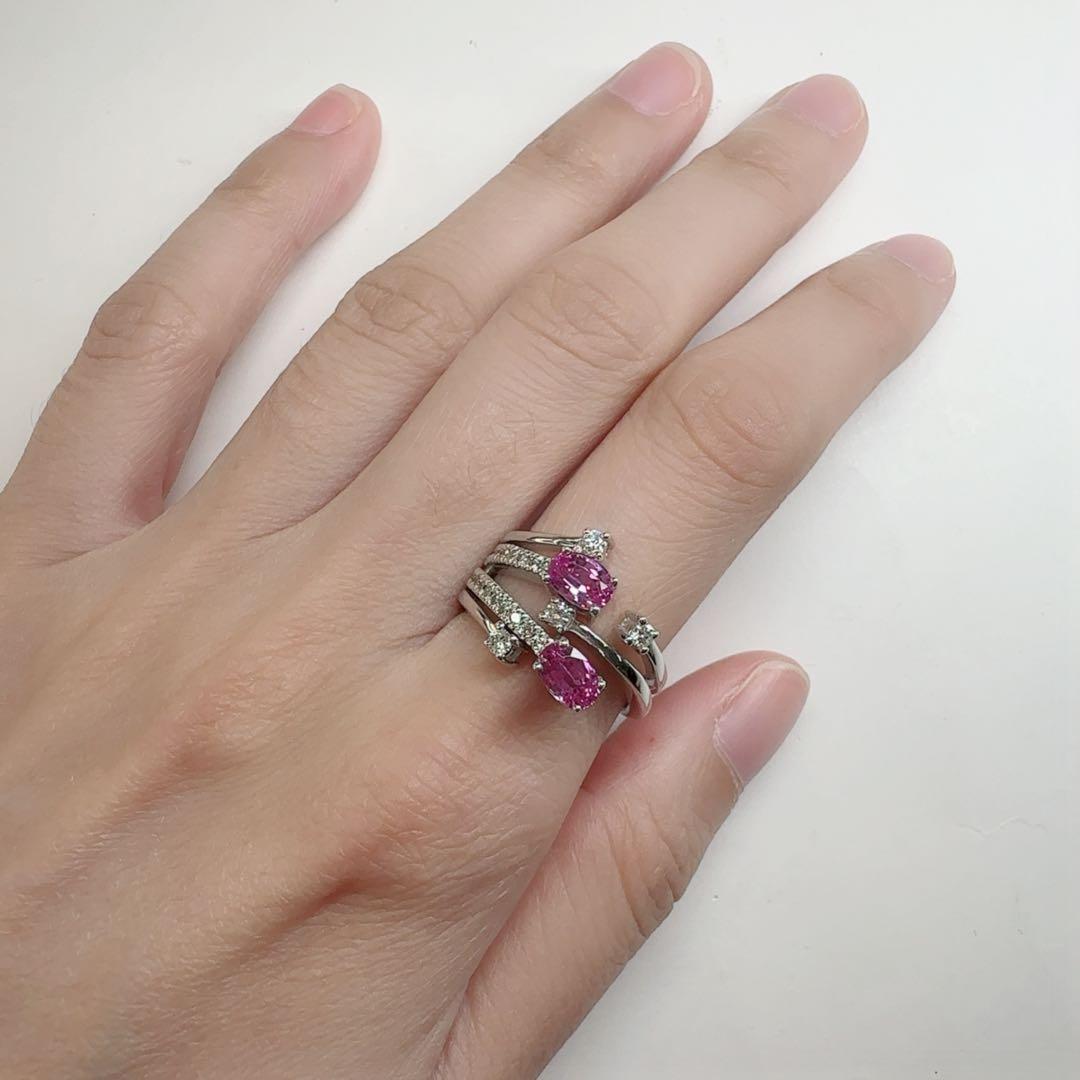 【K18】ピンクサファイア 1.14ct ダイヤ デザイン リング