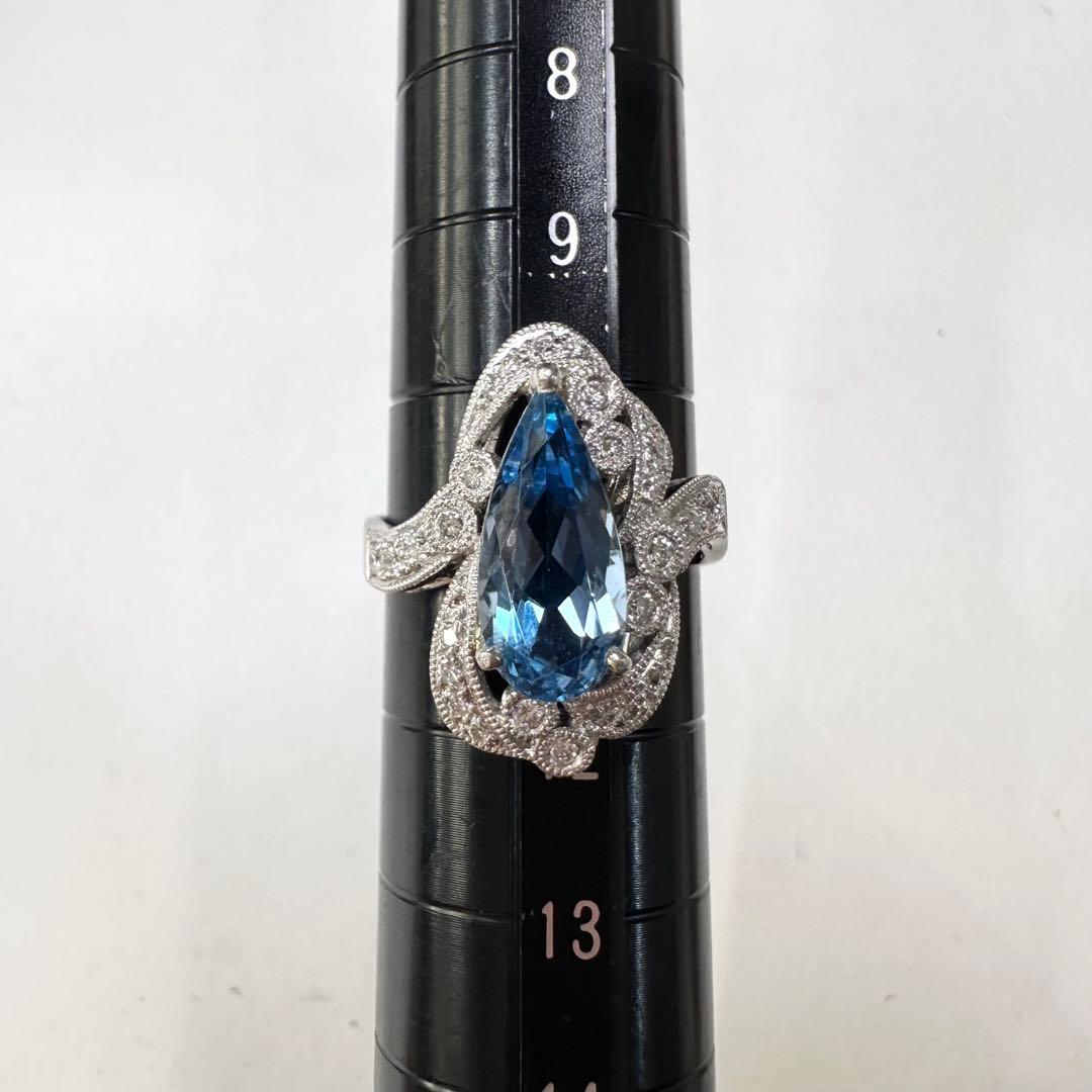PT900 アクアマリン2.06ct ダイヤモンドリング