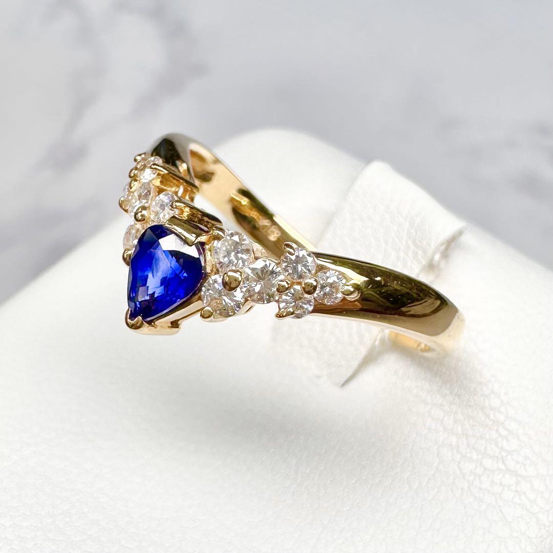 K18】ブルーサファイア xダイヤ v字 リング – ABABIL.gems
