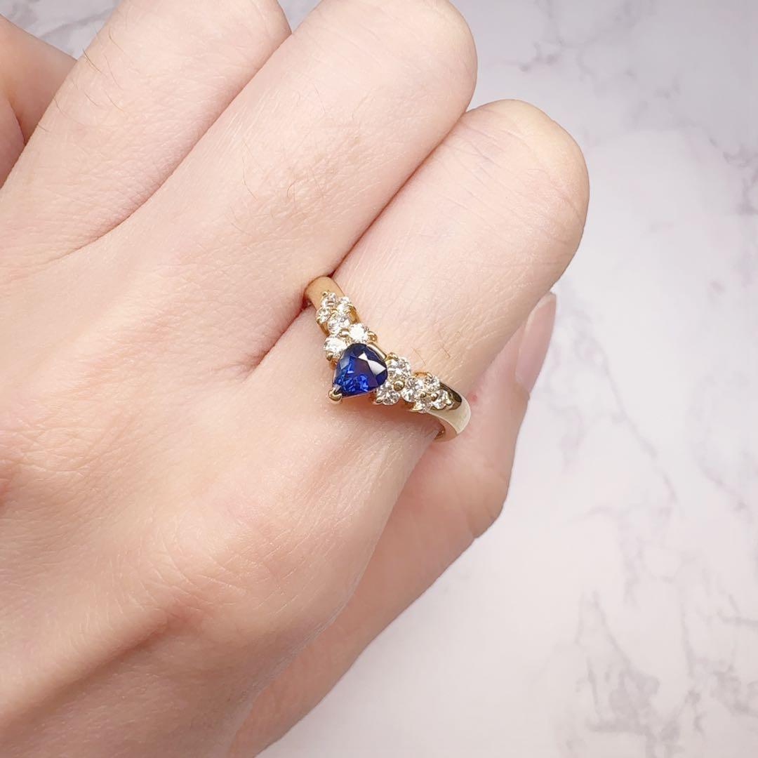 K18】ブルーサファイア xダイヤ v字 リング – ABABIL.gems