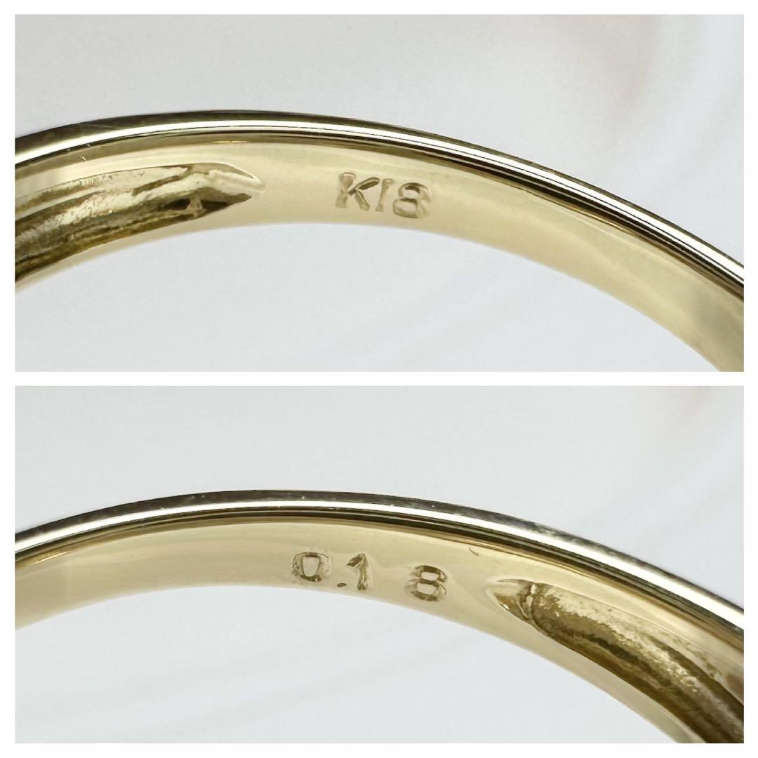 【K18】アコヤパールリング 3.5mm ダイヤモンド