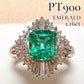 PT900 エメラルド ダイヤモンド リング 1.16ct 昭和レトロ
