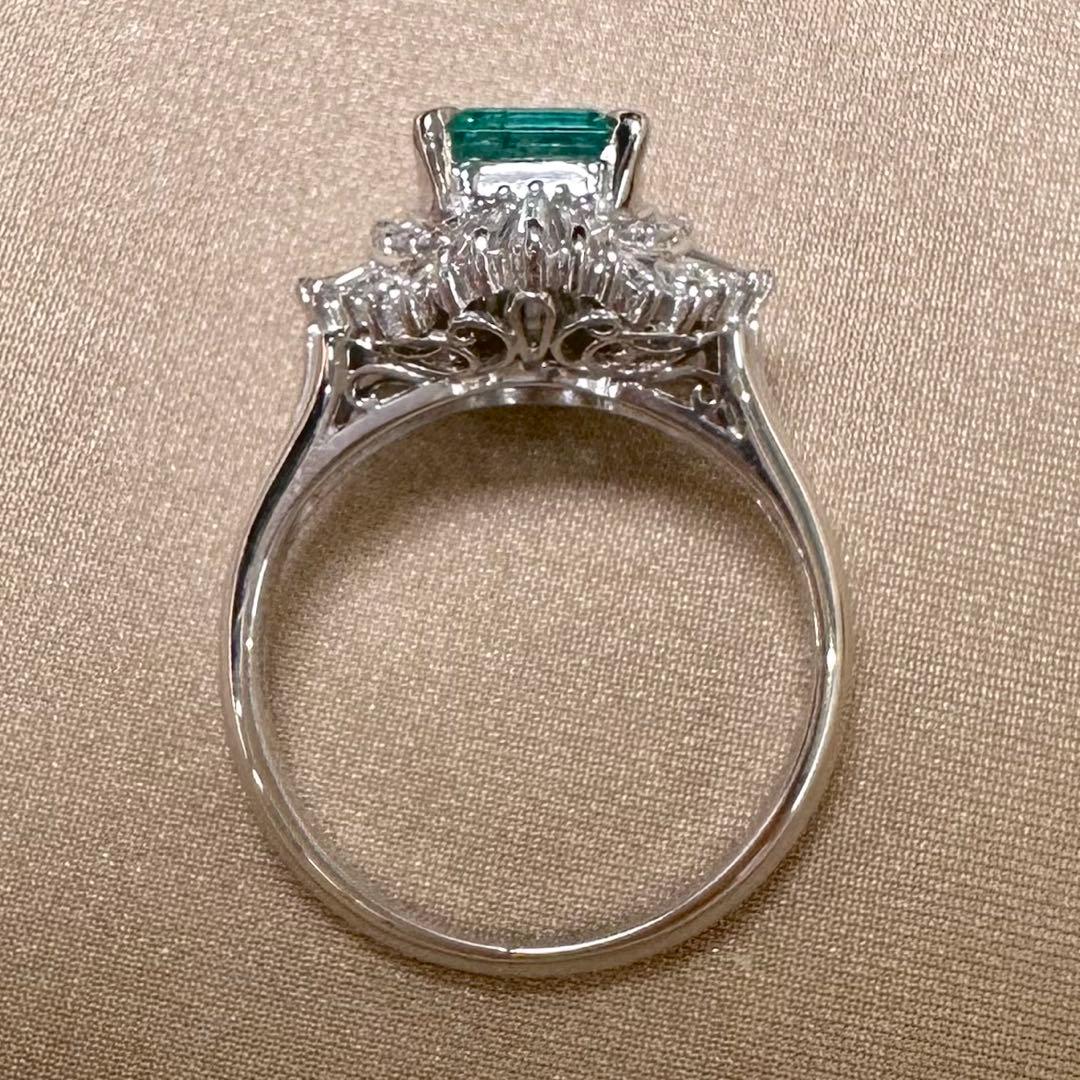 PT900 エメラルド ダイヤモンド リング 1.16ct 昭和レトロ