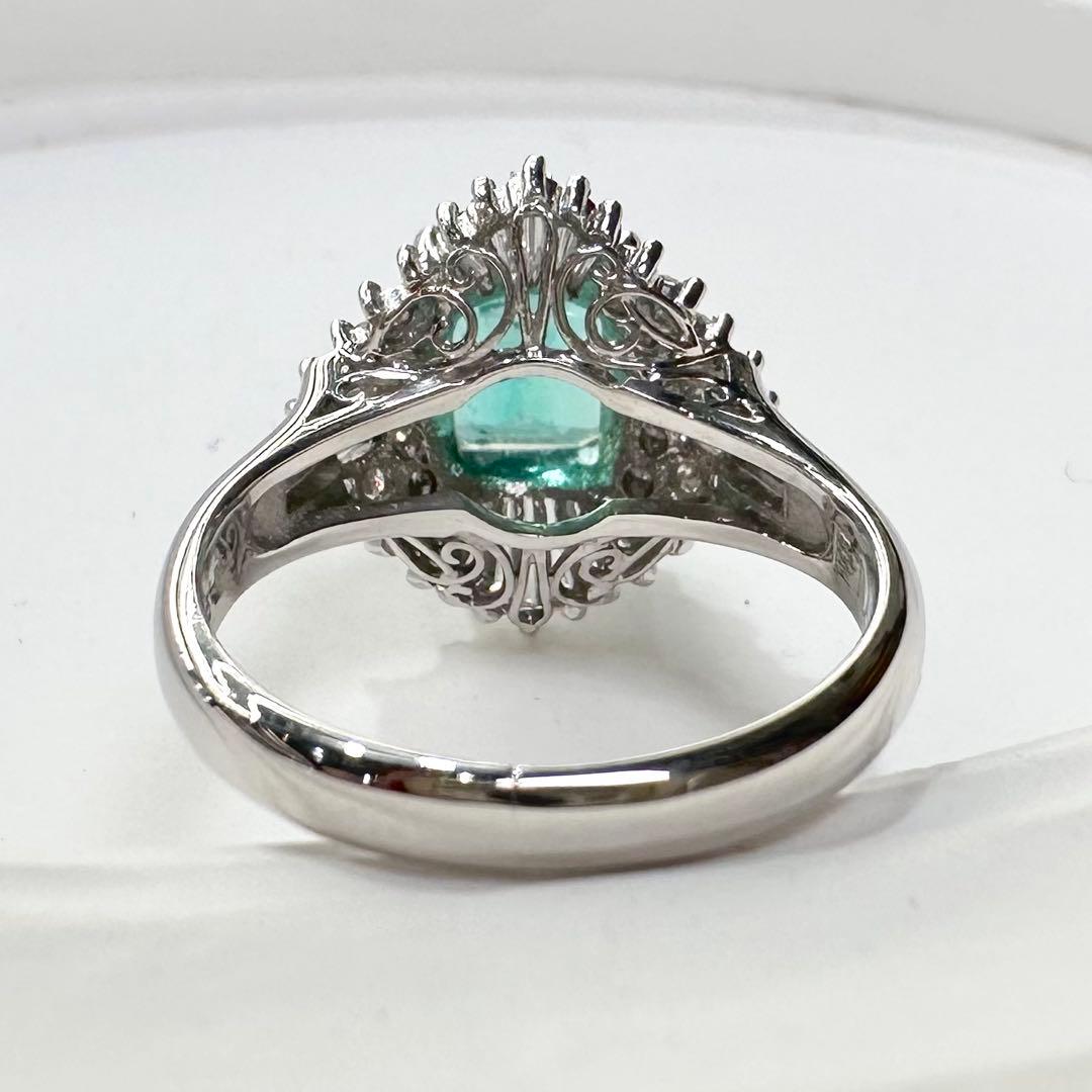 PT900 エメラルド ダイヤモンド リング 1.16ct 昭和レトロ