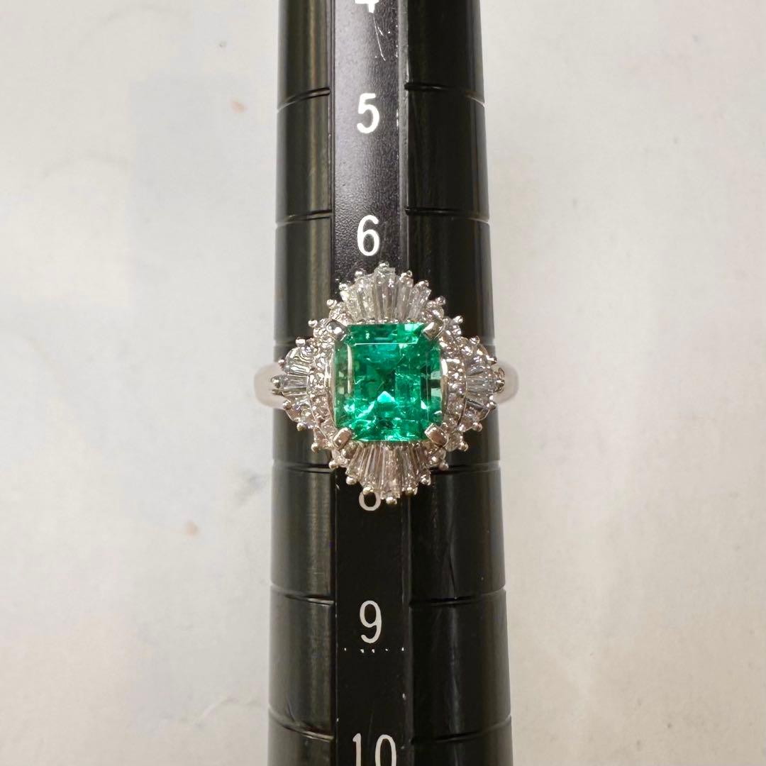 PT900 エメラルド ダイヤモンド リング 1.16ct 昭和レトロ