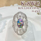 【美品】K18WG ボルダーオパール リング ダイヤ0.45ct アンティーク風