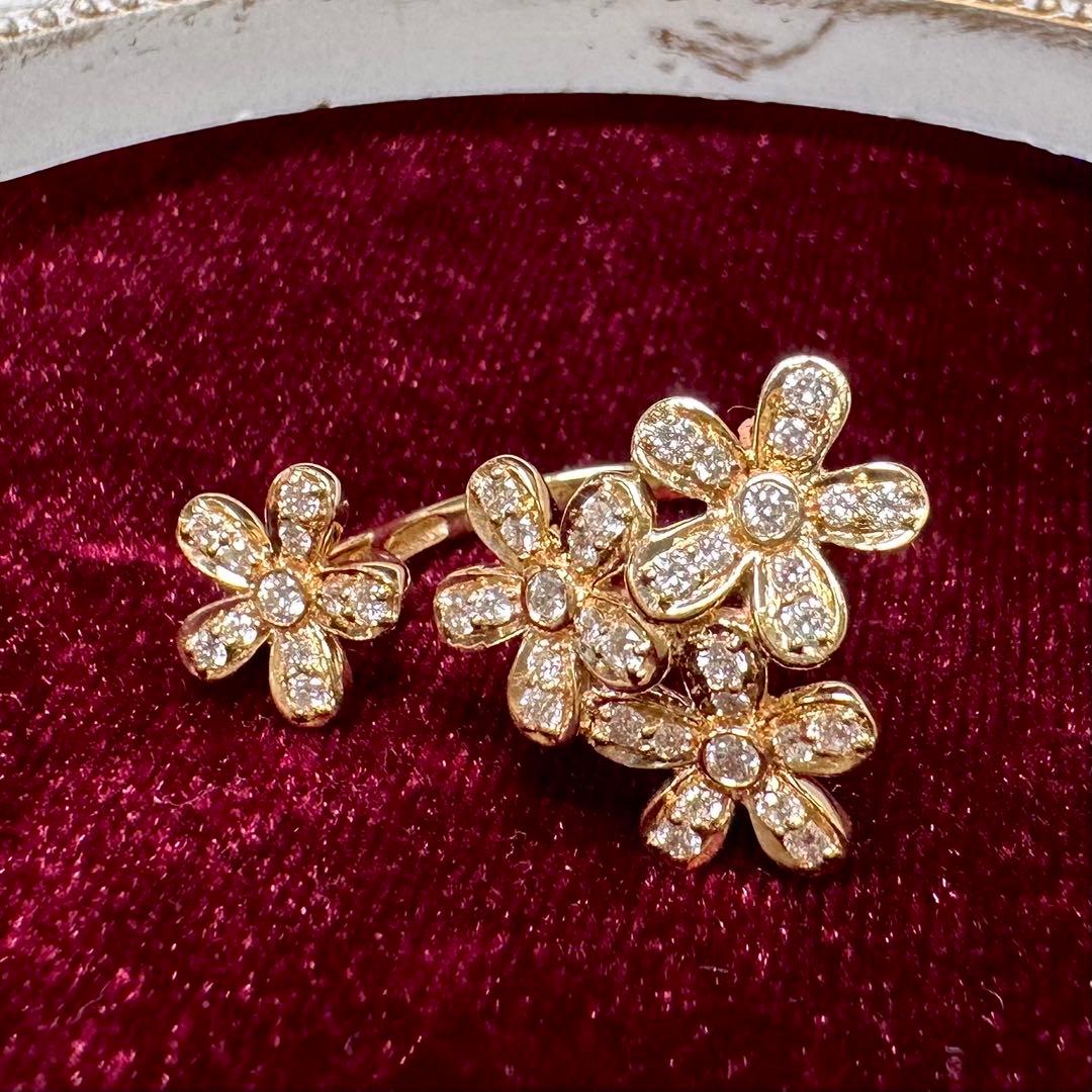 K18 ダイヤモンド フラワーリング 0.60ct マーガレット 花