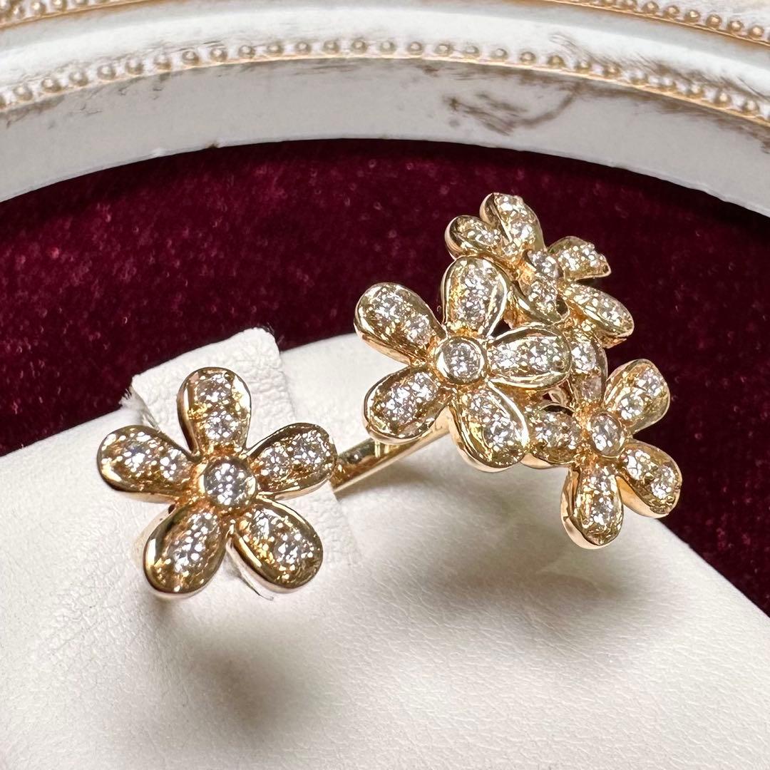 K18 ダイヤモンド フラワーリング 0.60ct マーガレット 花