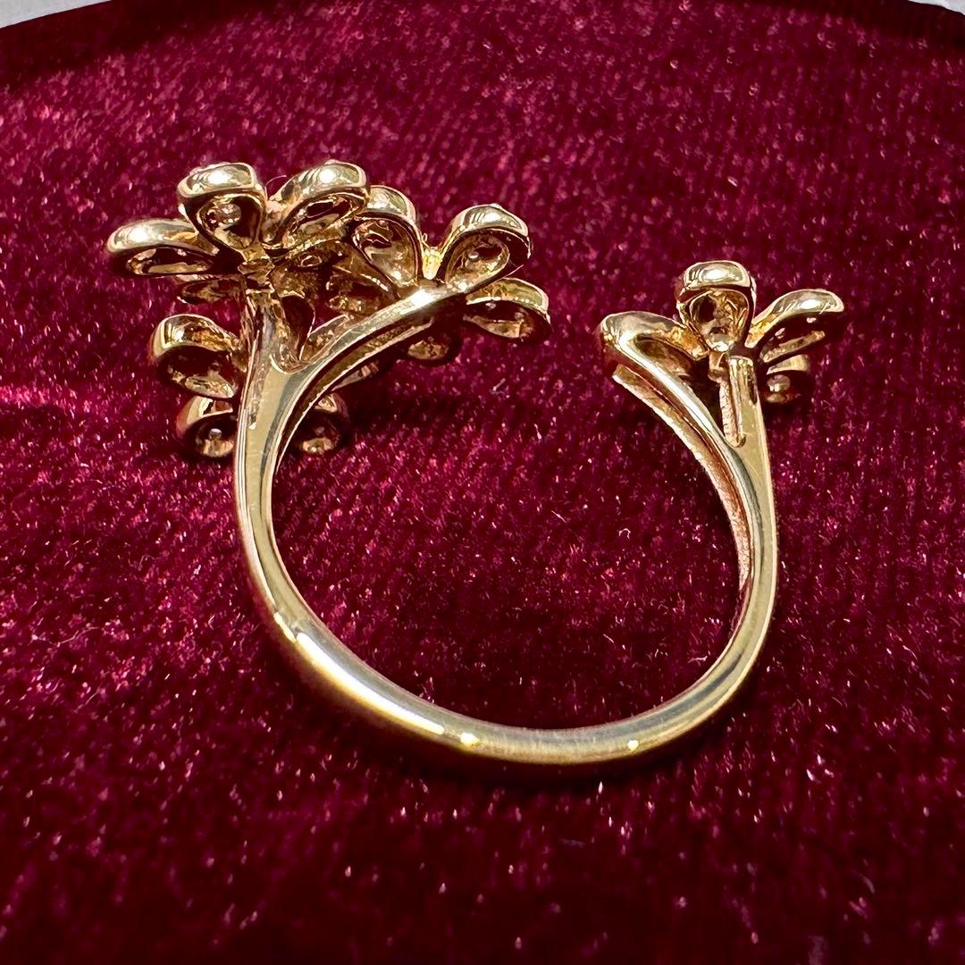 K18 ダイヤモンド フラワーリング 0.60ct マーガレット 花