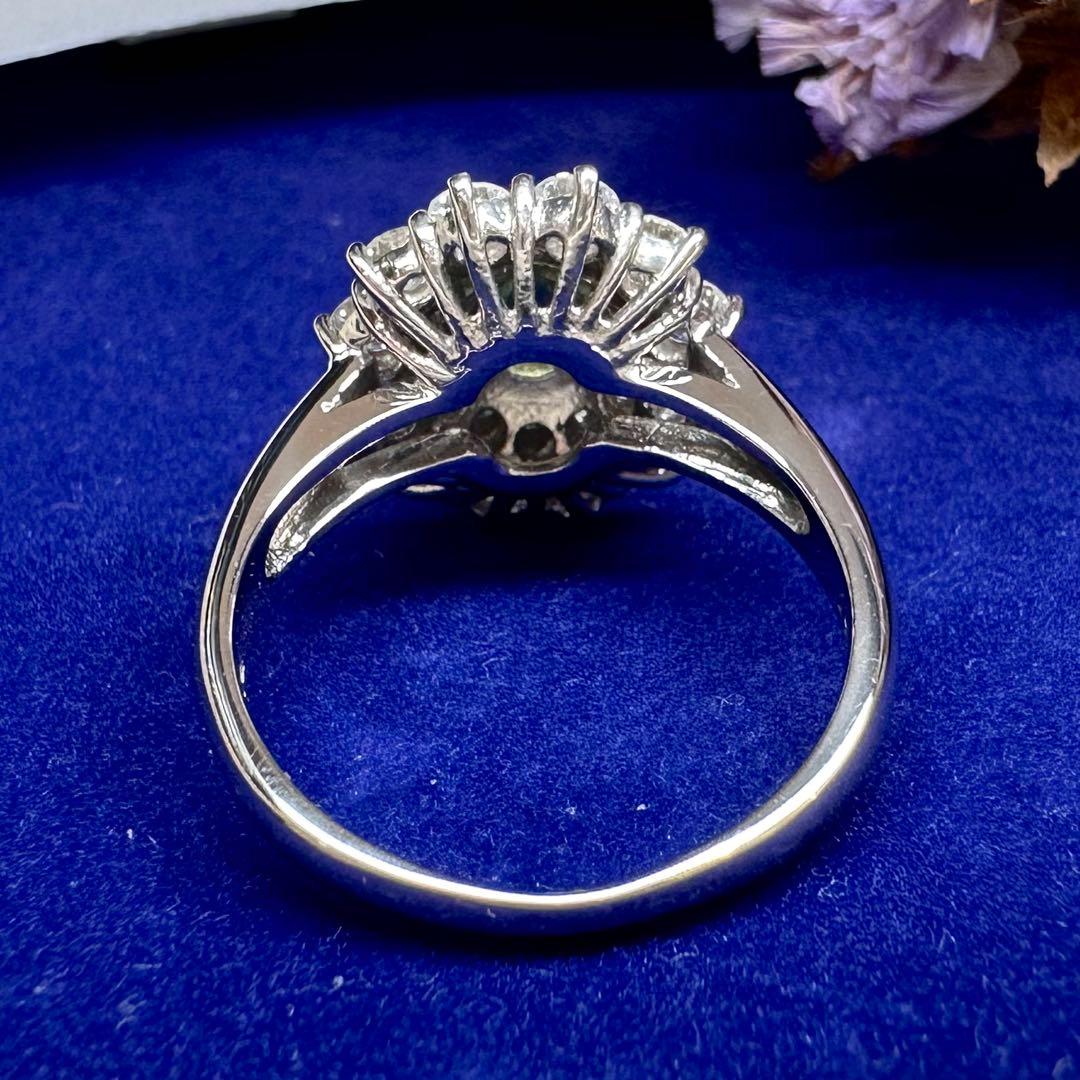PT850 クリソベリル1.11ct ダイヤモンドリング 希少石レディース 指輪