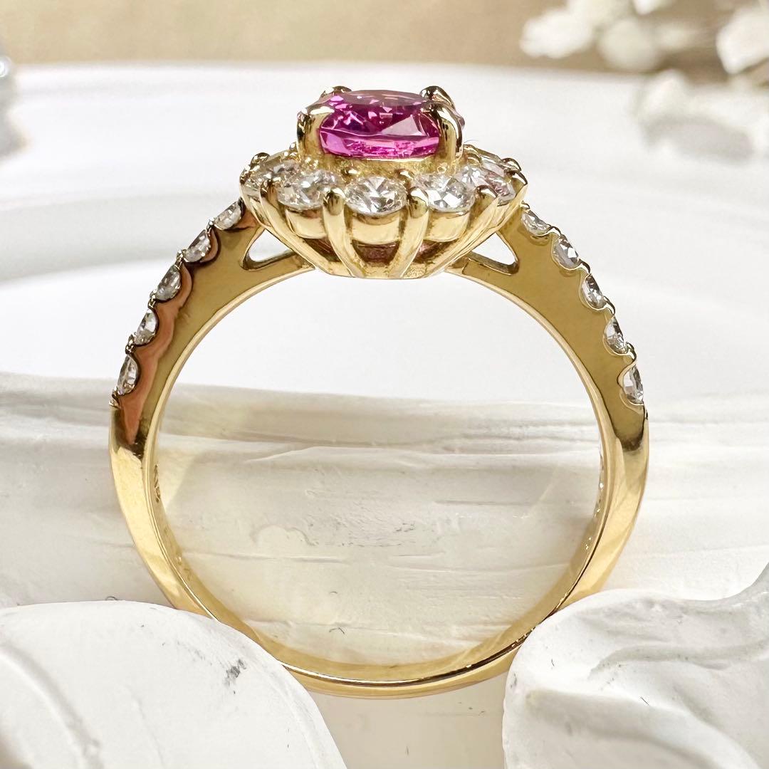【K18】ピンクサファイア 1.54ct ダイヤ リング