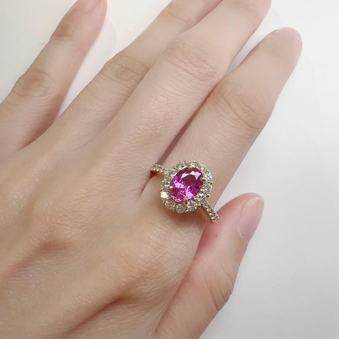 【K18】ピンクサファイア 1.54ct ダイヤ リング