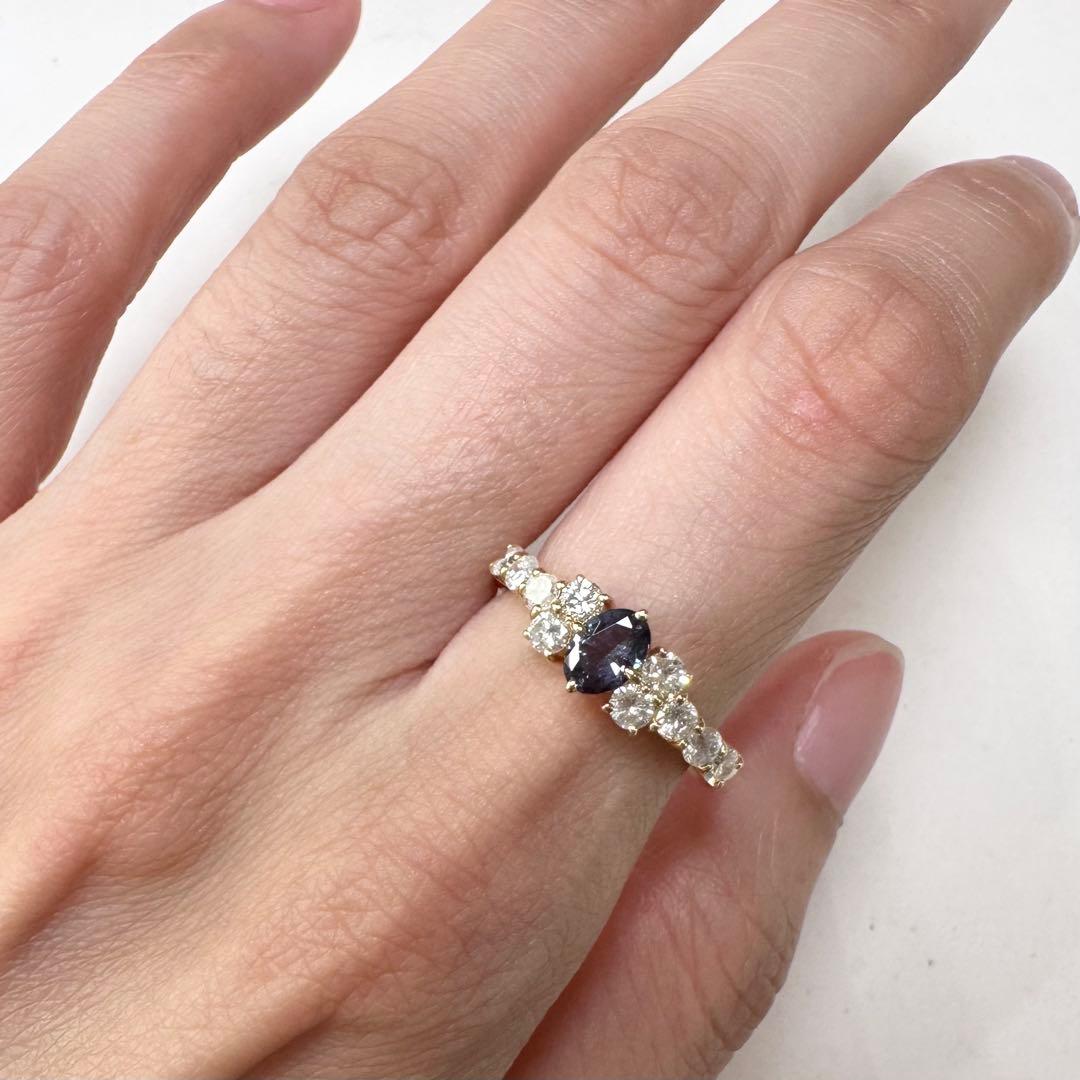 K18 アレキサンドライト リング 0.40ct カラーチェンジ 希少石