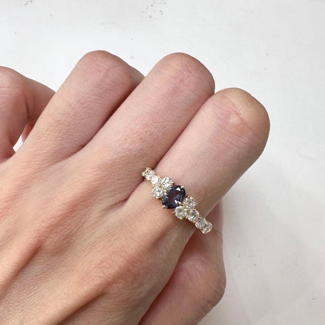 K18 アレキサンドライト リング 0.40ct カラーチェンジ 希少石