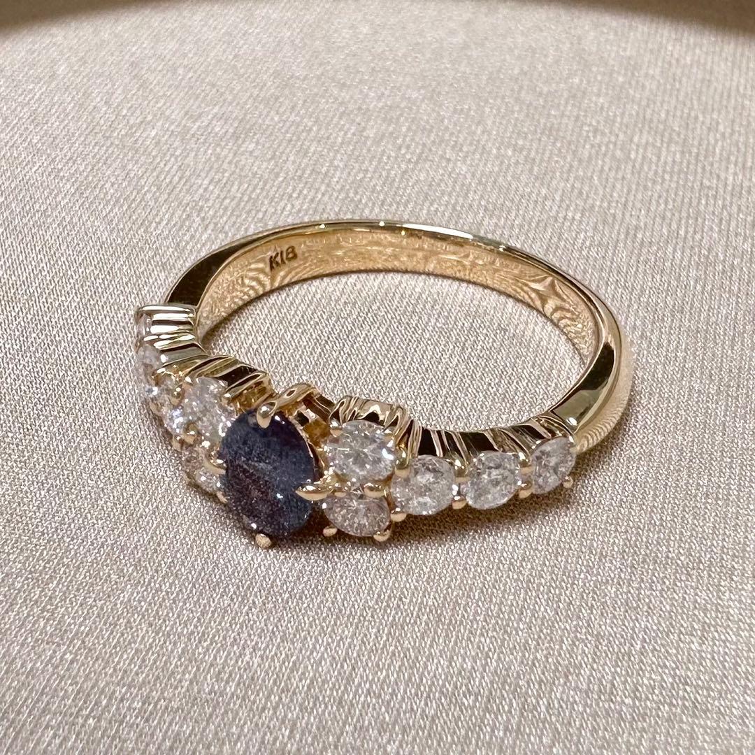 K18 アレキサンドライト リング 0.40ct カラーチェンジ 希少石