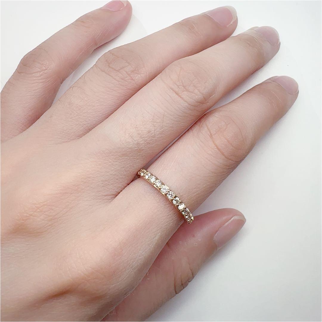 【K18】ダイヤモンド 0.26ct リング 彫金　シンプル