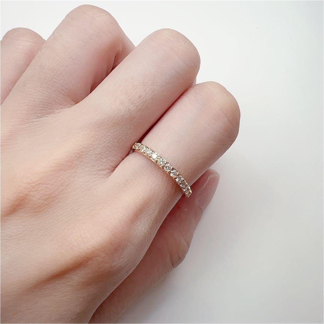 【K18】ダイヤモンド 0.26ct リング 彫金　シンプル