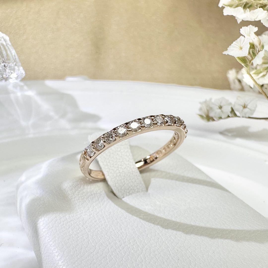 【K18】ダイヤモンド 0.26ct リング 彫金　シンプル