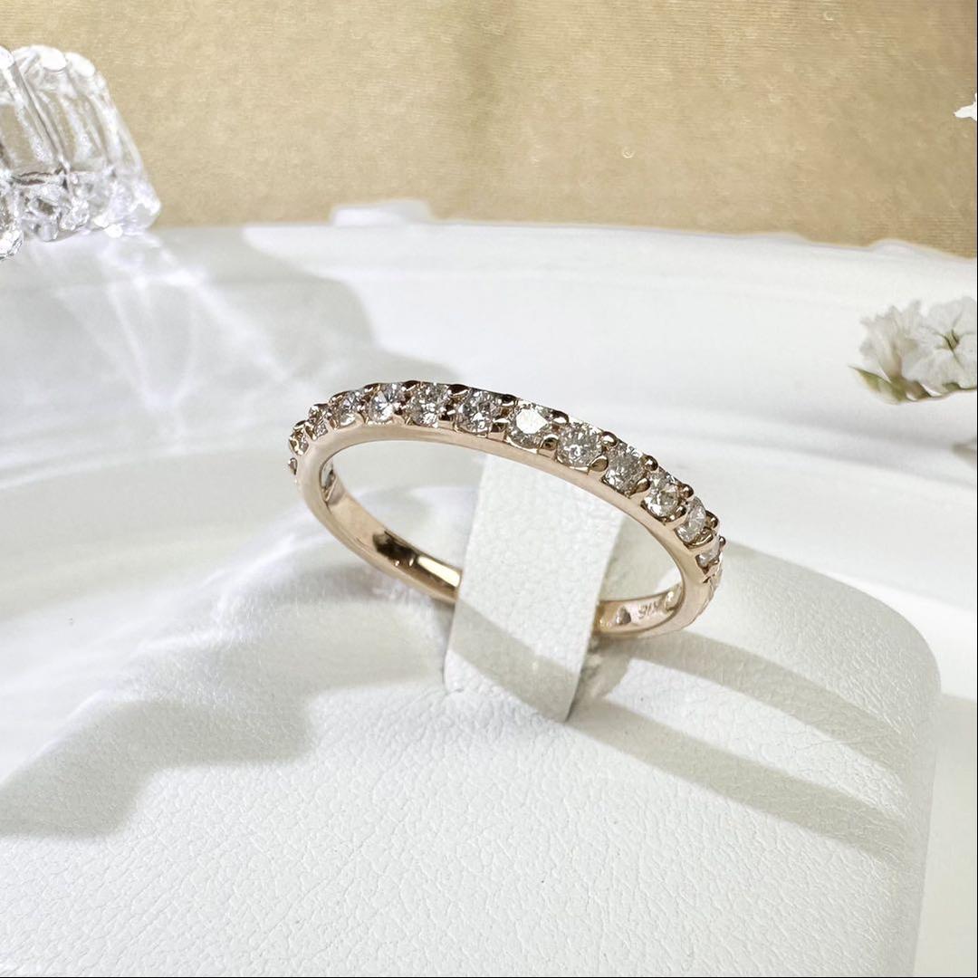 【K18】ダイヤモンド 0.26ct リング 彫金　シンプル