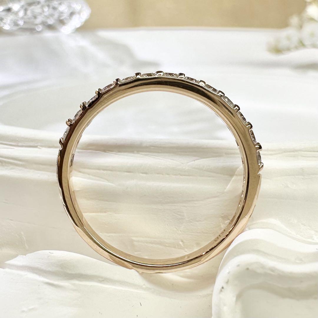 【K18】ダイヤモンド 0.26ct リング 彫金　シンプル