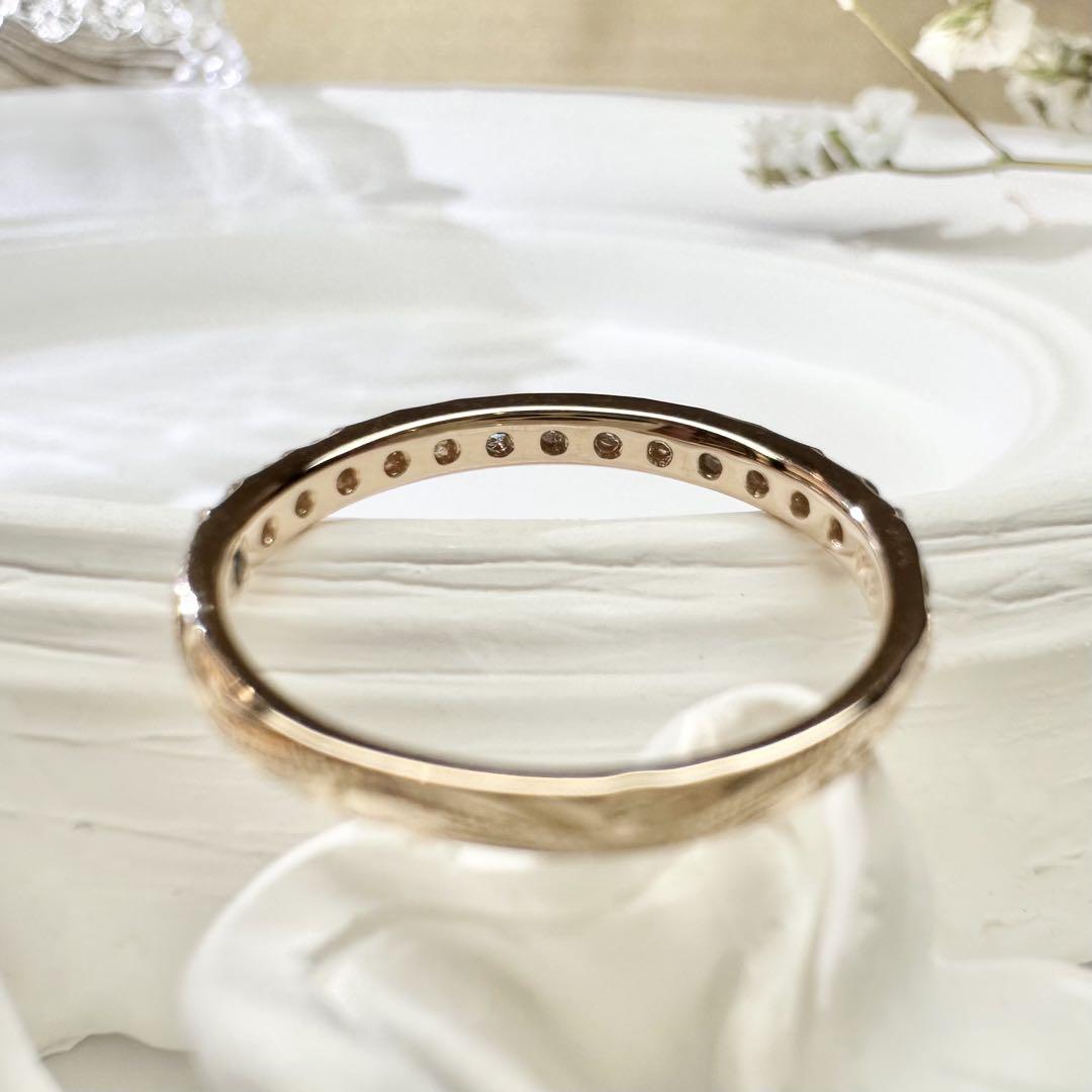 【K18】ダイヤモンド 0.26ct リング 彫金　シンプル