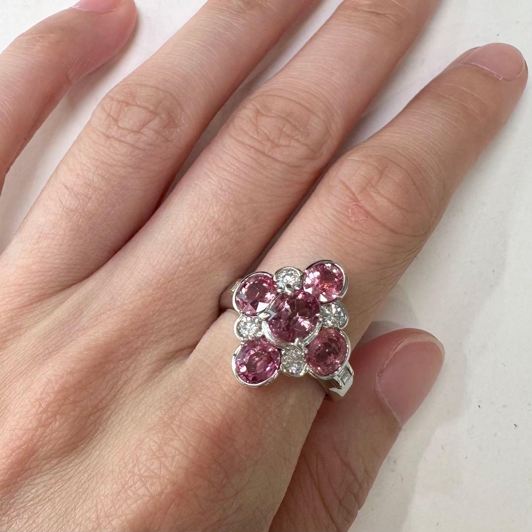PT900 ピンクサファイア ダイヤモンド リング 2.80ct