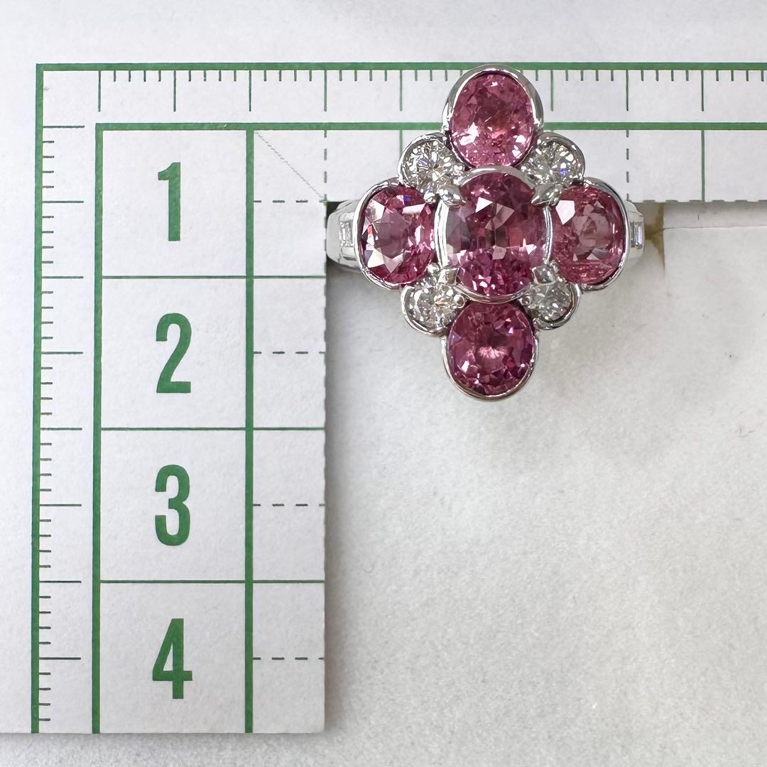 PT900 ピンクサファイア ダイヤモンド リング 2.80ct