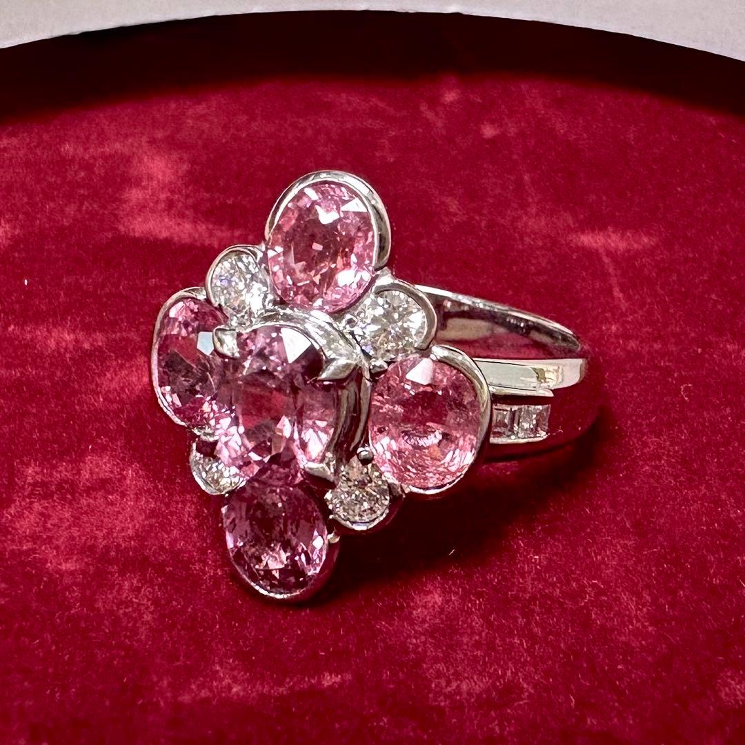 PT900 ピンクサファイア ダイヤモンド リング 2.80ct