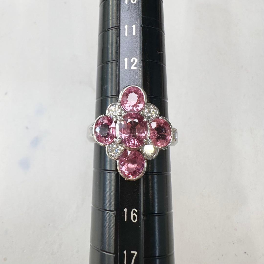 PT900 ピンクサファイア ダイヤモンド リング 2.80ct