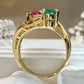 【K18】ルビー 0.61ct エメラルド 0.46ct リング